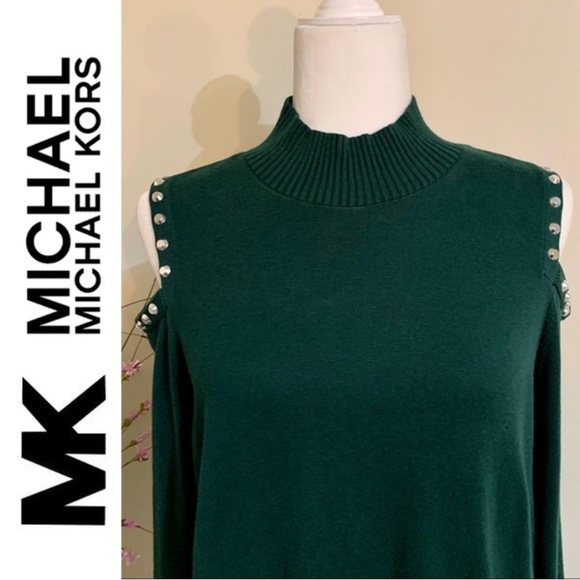 Michael Kors Silver Studded Cold Shoulder Top - Picture 2 of 8